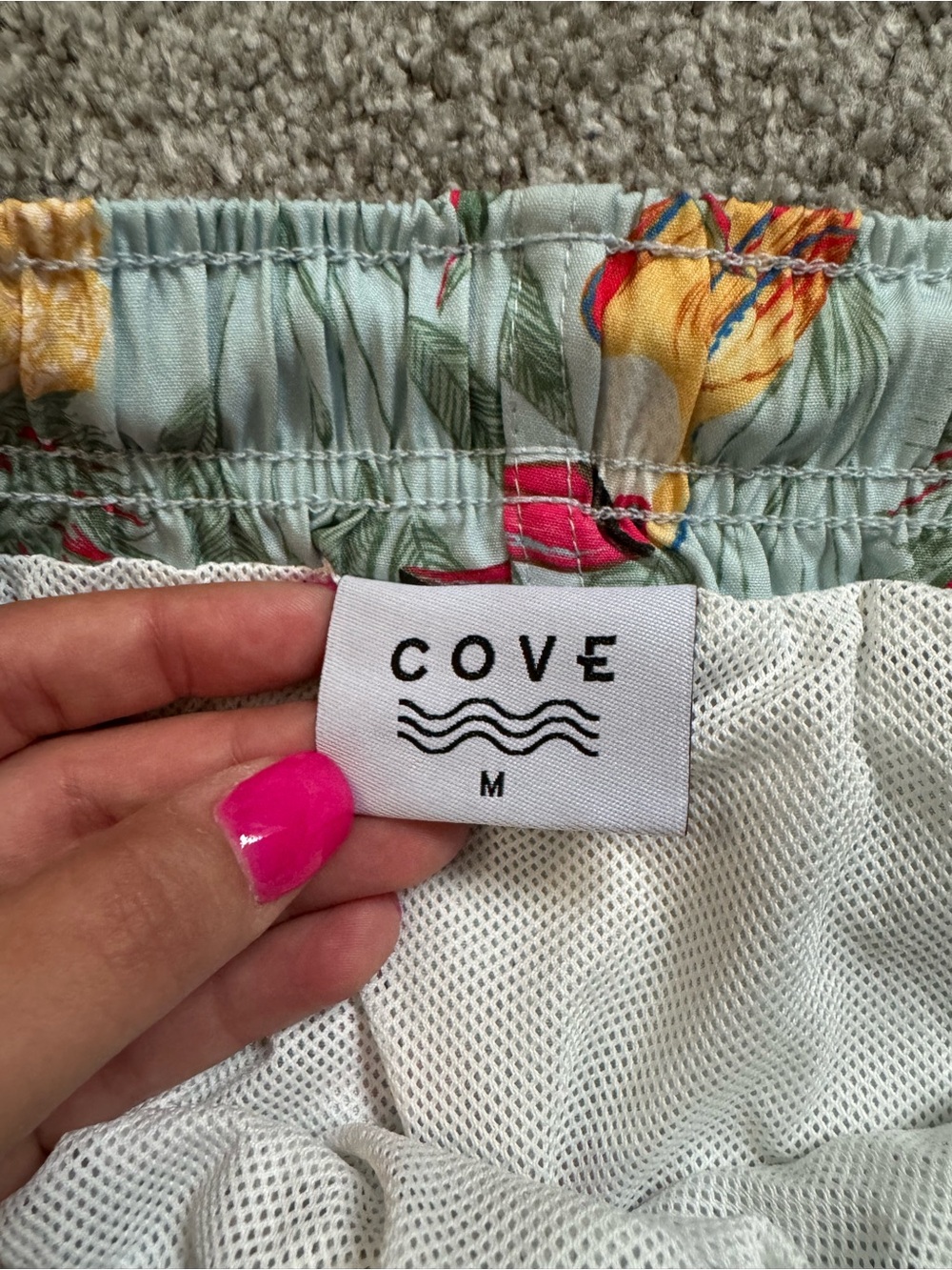 Cove Men's Floral Swim Trunks in Mint, Yellow & Pink
